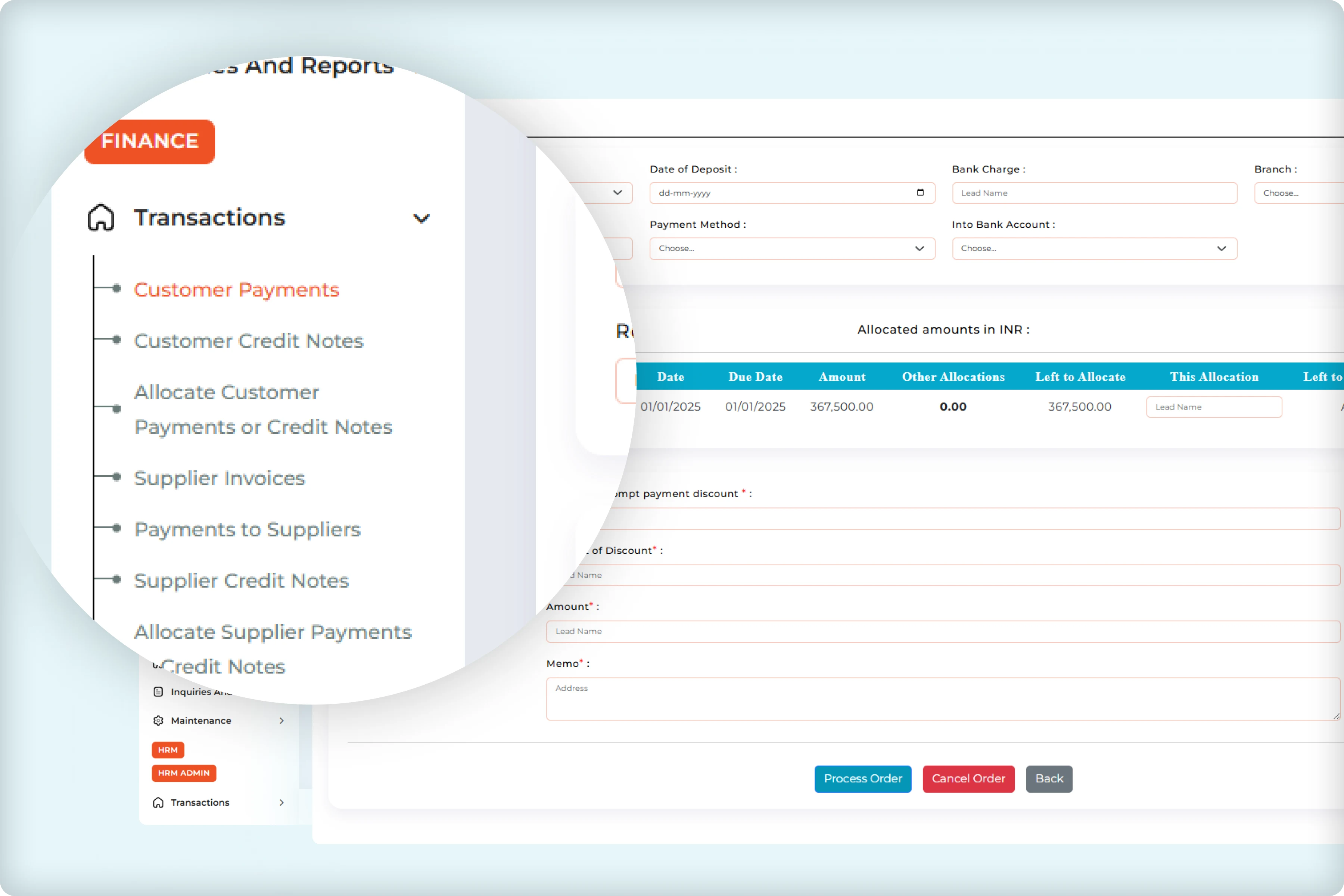 Job work financial inquiry dashboard