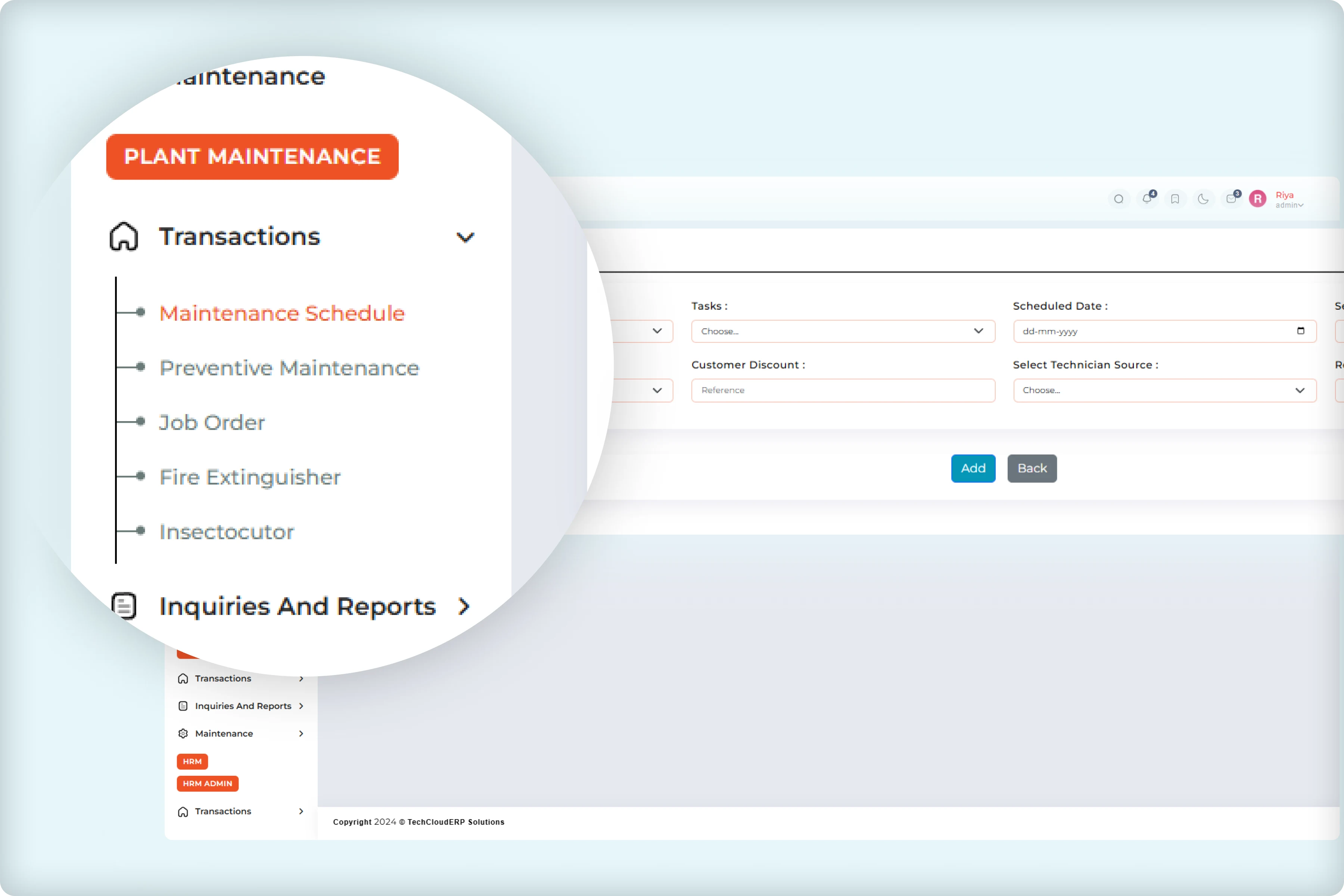 Plant maintenance dashboard tracking
