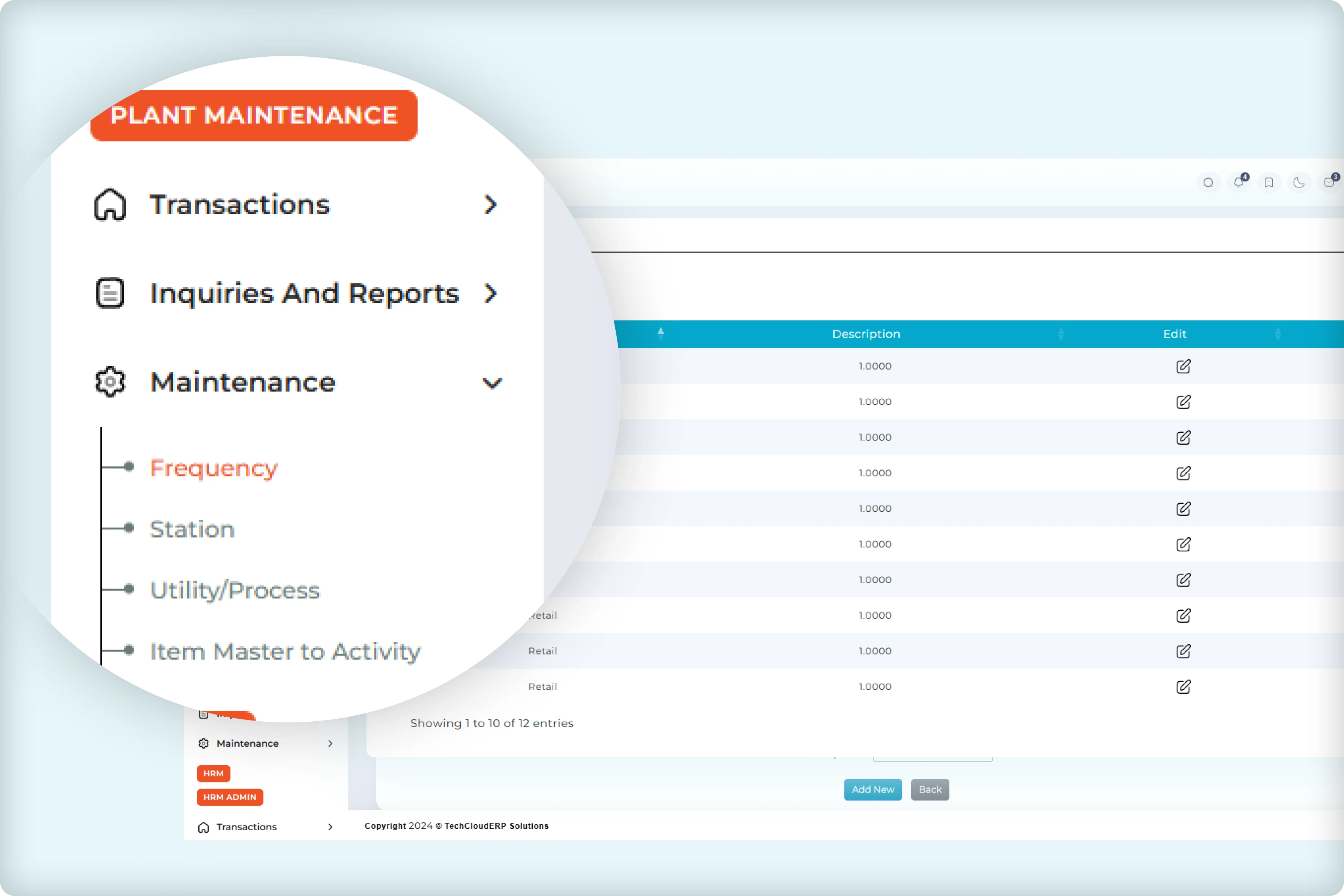 Plant maintenance master dashboard
