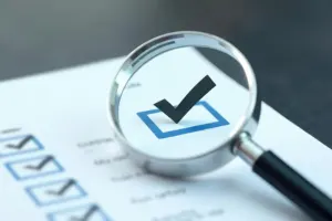 Quality assurance process with checklist and verification