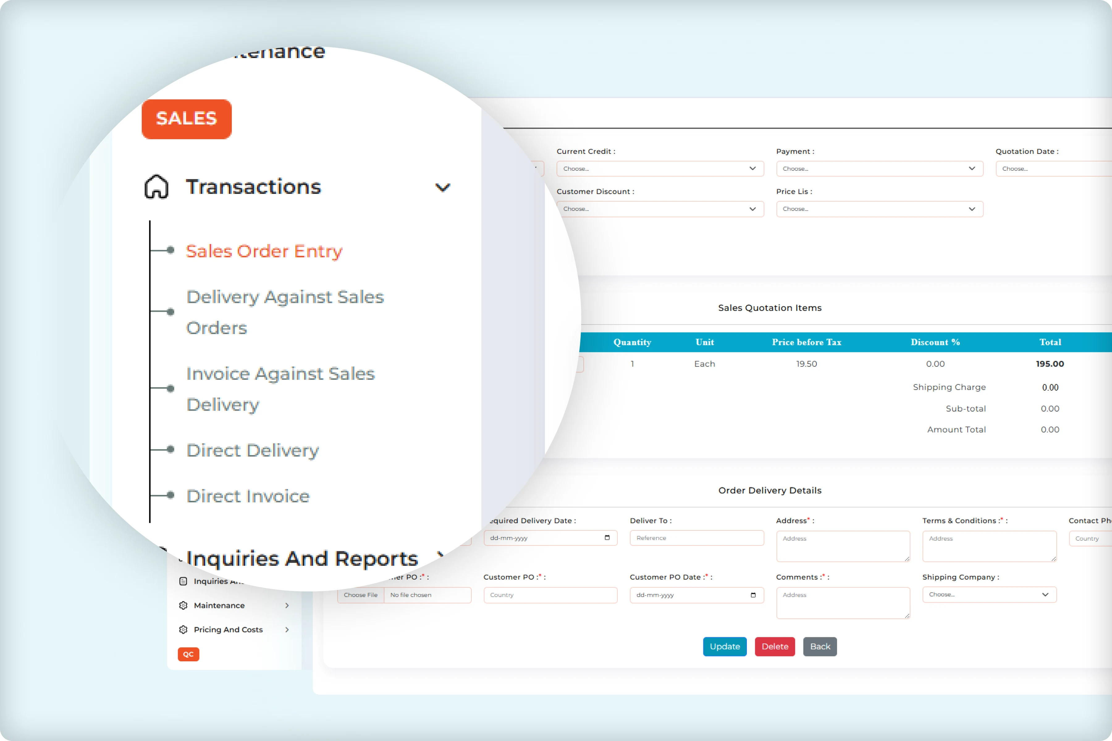 ERP sales management dashboard leads